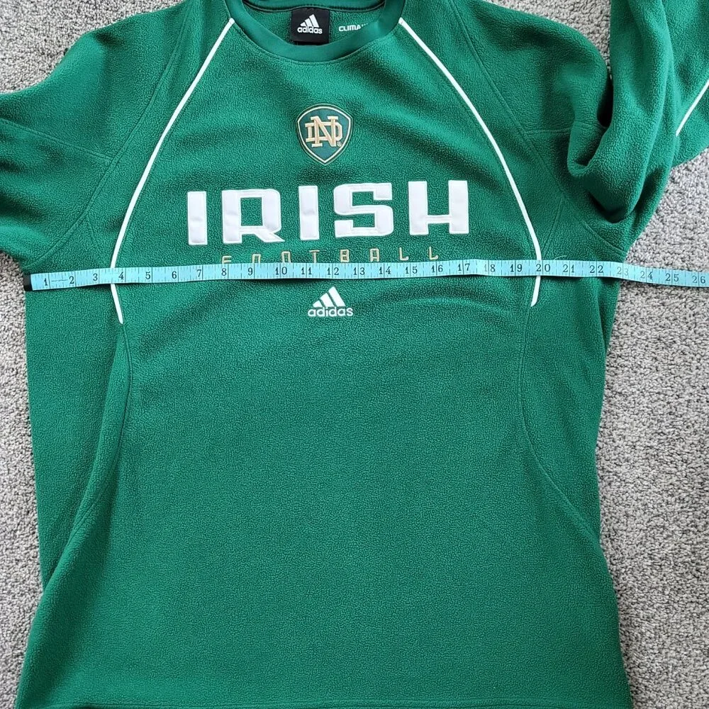 Adidas Green Clima Warm Notre Dame Fleece Sweatshirt size Small  Runs Big